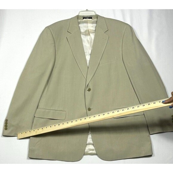 M black label Mens 46 L Blazer 100% Pure Silk Beige Notch lapel Lined - Picture 7 of 11